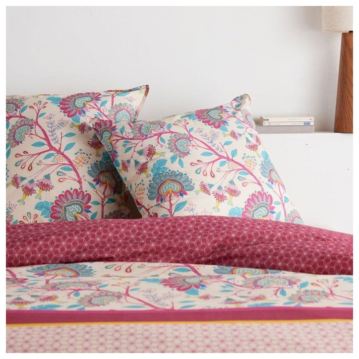 Parure de Lit - 140 x 200 cm - Coton Imprimé Floral Rouge Bordeaux Parure de Lit - 140 x 200 cm - Coton Imprimé Floral Rouge Bordeaux