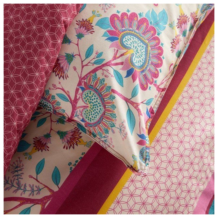 Parure de Lit - 140 x 200 cm - Coton Imprimé Floral Rouge Bordeaux Parure de Lit - 140 x 200 cm - Coton Imprimé Floral Rouge Bordeaux