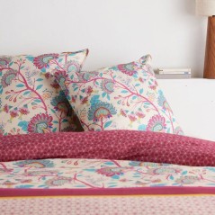 Parure de Lit - 240 x 220 cm - Coton Imprimé Floral Rouge Bordeaux - TODAY SUNSHINE