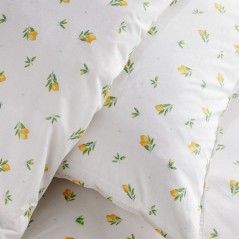 Parure de Lit - 260 x 240 cm - Coton Imprimé Floral Blanc avec Motif