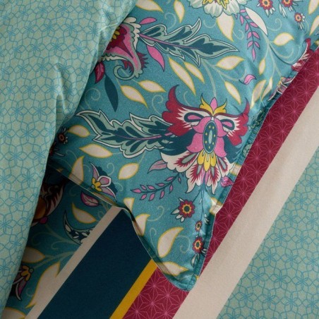Parure de Lit - 260 x 240 cm - Coton Imprimé Floral Bleu - TODAY SUNSHINE