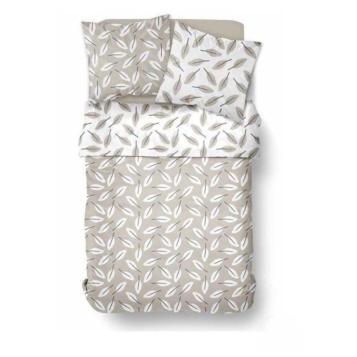 Parure de Lit - 260 x 240 cm - Coton Imprimé Floral Beige avec Motif Feuille - TODAY SUNSHINE Parure de Lit - 260 x 240 cm - Coton Imprimé Floral Beige avec Motif Feuille - TODAY SUNSHINE