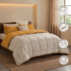 HUDSON - Couette Légere Microfibre - 200 gr/m2 - Miel & Galet - 220 x