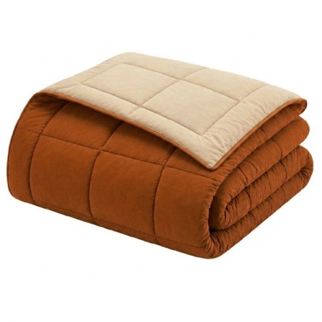 HUDSON - Couette Légere Microfibre - 200 gr/m2 - Ocre & Galet - 220 x