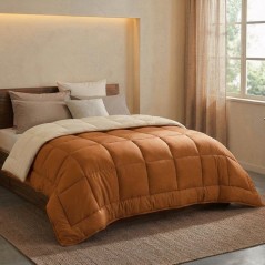 HUDSON - Couette Légere Microfibre - 200 gr/m2 - Ocre & Galet - 220 x