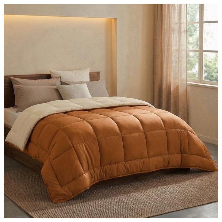 HUDSON - Couette Légere Microfibre - 200 gr/m2 - Ocre & Galet - 220 x 240 HUDSON - Couette Légere Microfibre - 200 gr/m2 - Ocre & Galet - 220 x 240