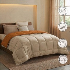 HUDSON - Couette Légere Microfibre - 200 gr/m2 - Ocre & Galet - 220 x