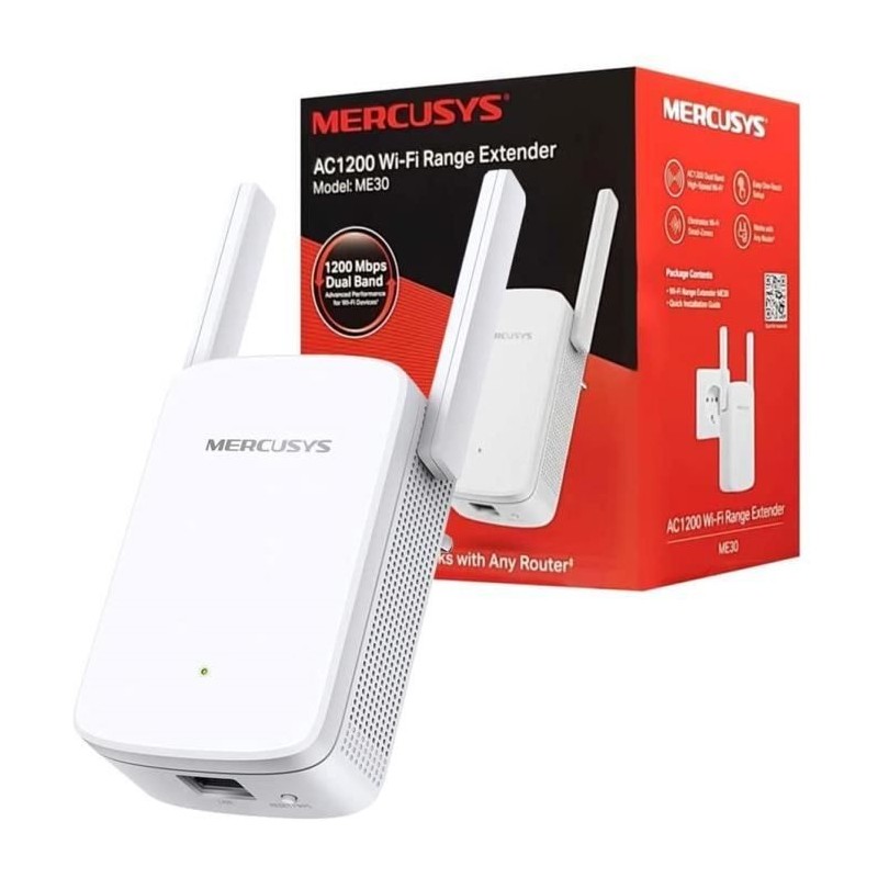 Répéteur WiFi Puissant AC1200 Mbps - Mercusys ME30 - 1 Port Ethernet