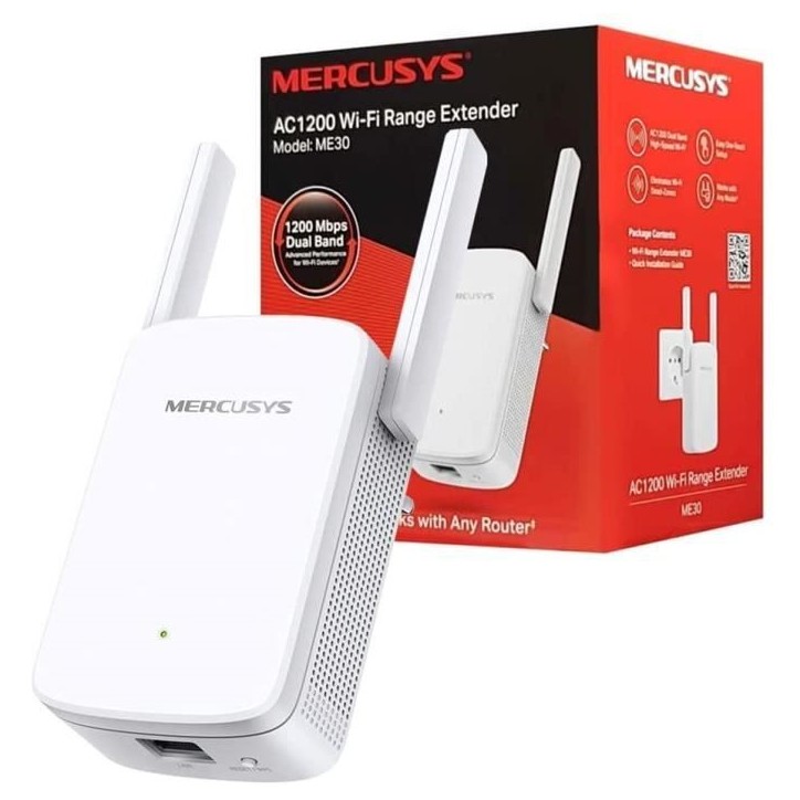 Répéteur WiFi Puissant AC1200 Mbps - Mercusys ME30 - 1 Port Ethernet - Compatible avec toutes les box Répéteur WiFi Puissant AC1200 Mbps - Mercusys ME30 - 1 Port Ethernet - Compatible avec toutes les box