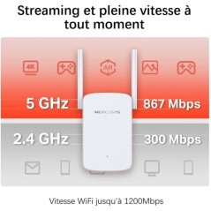 Répéteur WiFi Puissant AC1200 Mbps - Mercusys ME30 - 1 Port Ethernet