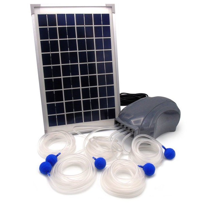 Pompe a air - UBBINK - AirSolar 600 - Débit 600 l/h - 5 diffuseurs - Panneau solaire 12Vr
