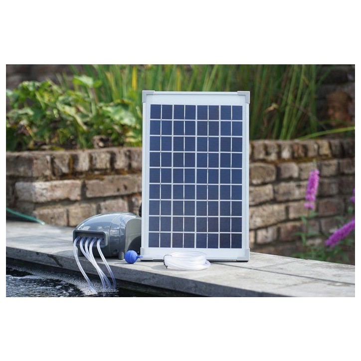 Pompe a air - UBBINK - AirSolar 600 - Débit 600 l/h - 5 diffuseurs - Panneau solaire 12Vr