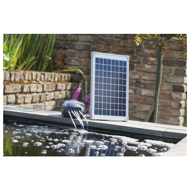 Pompe a air - UBBINK - AirSolar 600 - Débit 600 l/h - 5 diffuseurs - Panneau solaire 12Vr