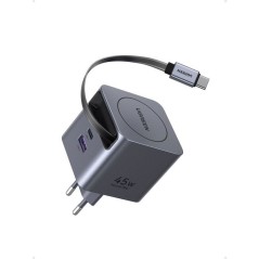 Chargeur secteur - UGREEN - 45W - USB-A et USB-C - Rétractable - Noir