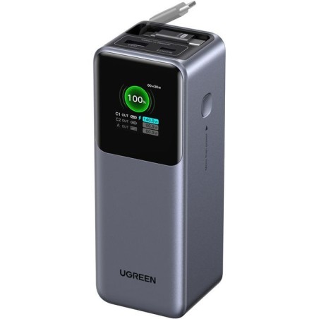 Batterie externe - UGREEN - 165W - USB-A et USB-C - Rétractable - Noir