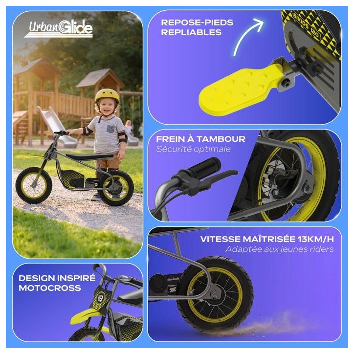 Trottinette électrique - URBANGLIDE - BIKIDS 120 - 180W - pneus 12 - 40 min