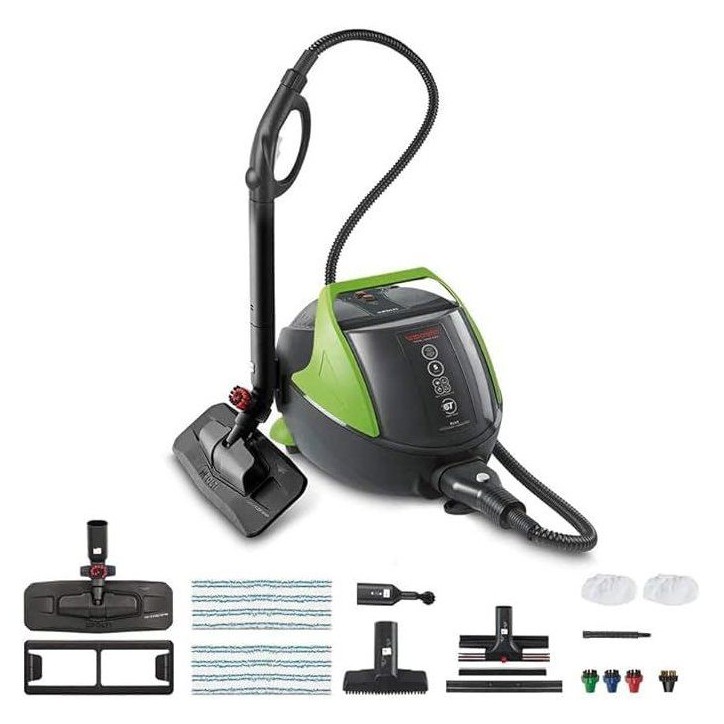 POLTI VAPORETTO Pro 95 Turbo Flexi - Nettoyeur Vapeur Multi-surfaces - 1100 W - 1,3 L - Noir / Vert