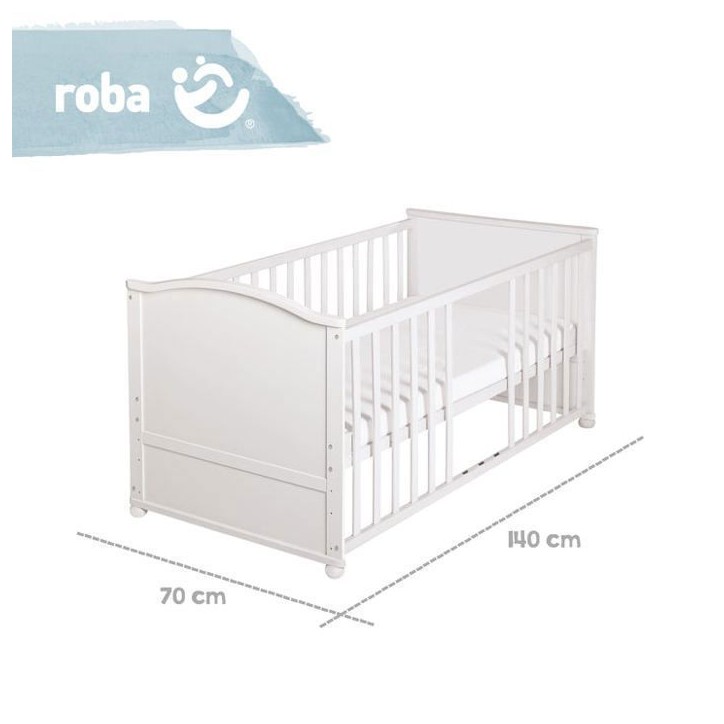 Lit bébé évolutif - 70 x 140 cm - ROBA - ADAM ET EULE - Avec accessoires - Blanc