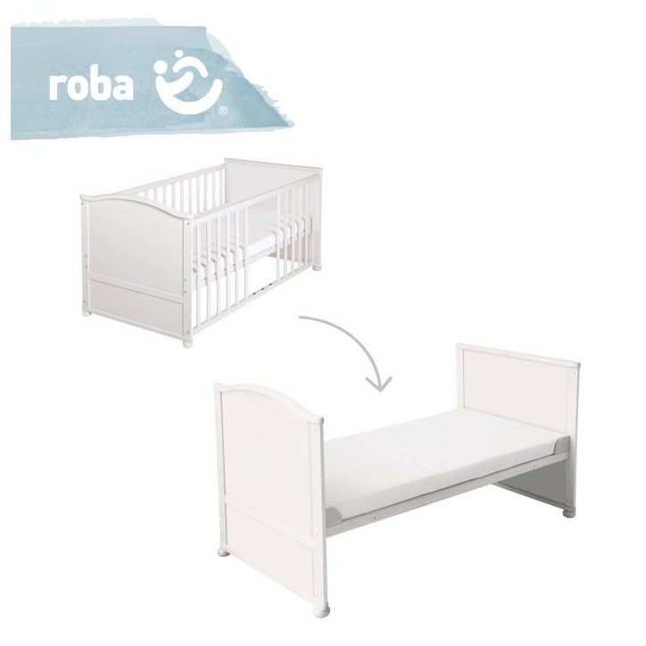 Lit bébé évolutif - 70 x 140 cm - ROBA - ADAM ET EULE - Avec accessoires - Blanc