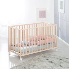Lit bébé pliant - 60 x 120 cm - ROBA - FOLD UP - Roulettes - Bois na