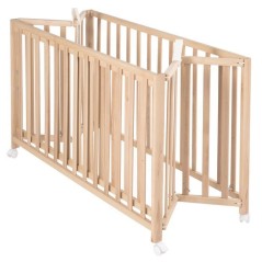 Lit bébé pliant - 60 x 120 cm - ROBA - FOLD UP - Roulettes - Bois na