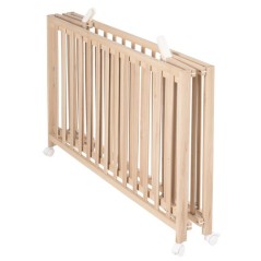 Lit bébé pliant - 60 x 120 cm - ROBA - FOLD UP - Roulettes - Bois na