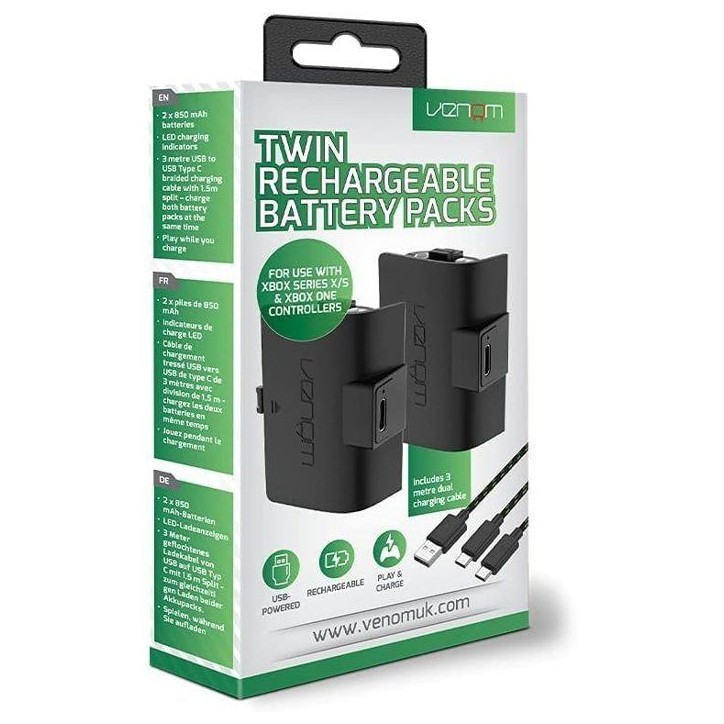 Double batterie rechargeables - VENOM - pour manette Xbox - Xbox Series X|S & One - Noir