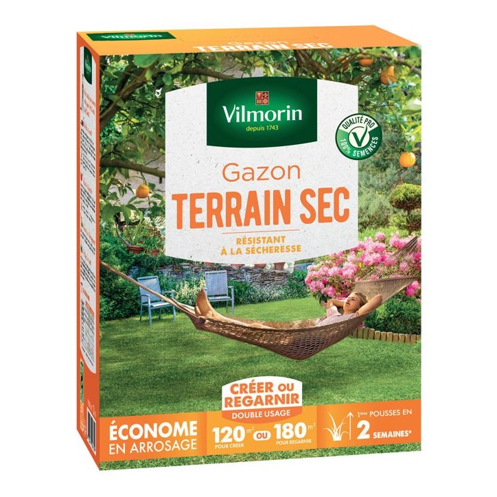 Gazon - Vilmorin - Gazon Terrain Sec - 3 kg Gazon - Vilmorin - Gazon Terrain Sec - 3 kg