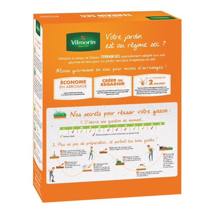 Gazon - Vilmorin - Gazon Terrain Sec - 3 kg Gazon - Vilmorin - Gazon Terrain Sec - 3 kg