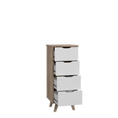 Chiffonnier VANKKA 4 Tiroirs - Décor chene et blanc - Style scandinav