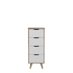 Chiffonnier VANKKA 4 Tiroirs - Décor chene et blanc - Style scandinav