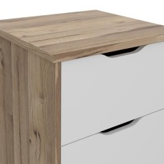 Chiffonnier VANKKA 4 Tiroirs - Décor chene et blanc - Style scandinav