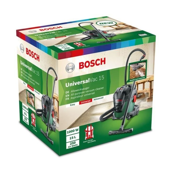 Aspirateur eau et poussiere Bosch - UniversalVac 15 - 1000W - 15L - Fonction soufflerie Aspirateur eau et poussiere Bosch - UniversalVac 15 - 1000W - 15L - Fonction soufflerie