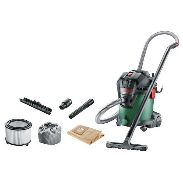 Aspirateur eau et poussiere Bosch - AdvancedVac 20 (avec accessoires) - 1200 W - 260 mbar/70 l/s - 20 L Aspirateur eau et poussiere Bosch - AdvancedVac 20 (avec accessoires) - 1200 W - 260 mbar/70 l/s - 20 L