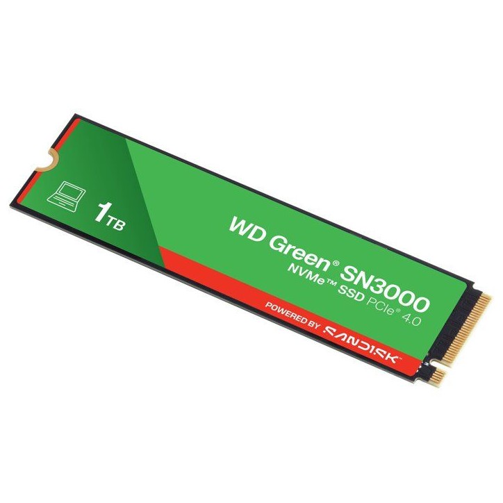 WESTERN DIGITAL - WDS100T4G0E - SSD Interne - Green - SN3000 - NVMe - 1 To WESTERN DIGITAL - WDS100T4G0E - SSD Interne - Green - SN3000 - NVMe - 1 To