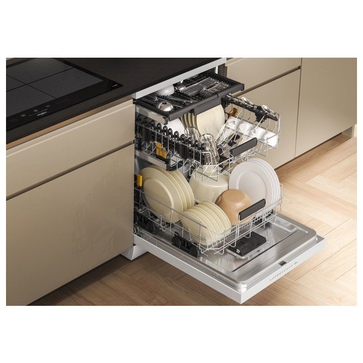 Lave-vaisselle pose libre WHIRLPOOL W7F HP33 - 15 couverts - Induction - L60cm - 43 dB - Classe D - Tiroir a couverts - Blanc