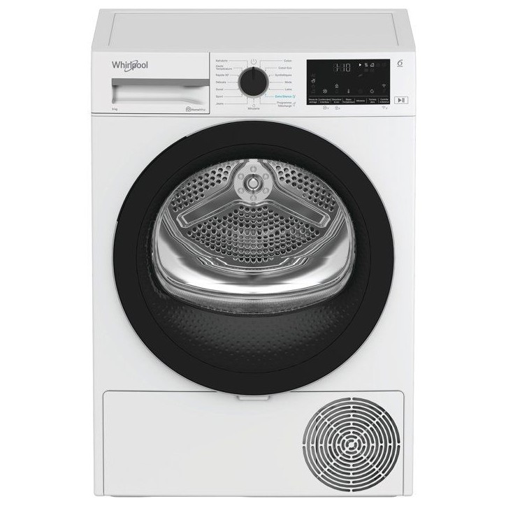 Seche-linge pompe a chaleur WHIRLPOOL CWD94MWBSFR - 9 kg - Induction - L60cm - Classe C - Blanc