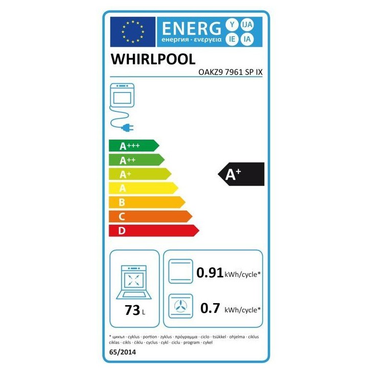 Four encastrable pyrolyse chaleur pulsée - WHIRLPOOL - OAKZ97961SPIX - Ligne Absolute Gallery - noir - verre - 73 L - 60 cm