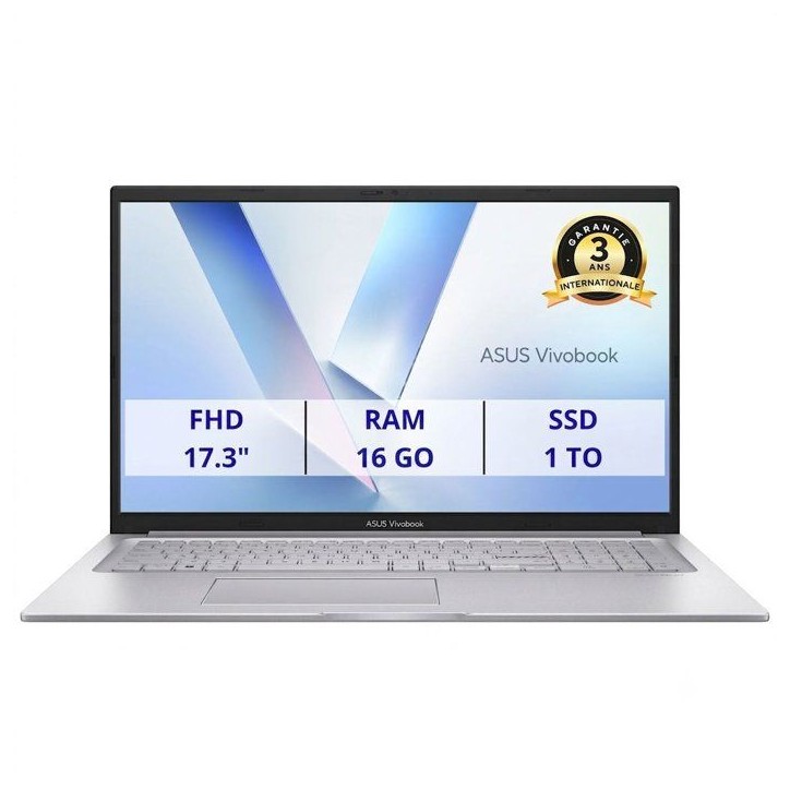 PC Portable ASUS VivoBook 17 X1704 : Sans Windows - 17.3 FHD - Intel Core 7 150U - RAM 16Go - 1To SSD PC Portable ASUS VivoBook 17 X1704 : Sans Windows - 17.3 FHD - Intel Core 7 150U - RAM 16Go - 1To SSD
