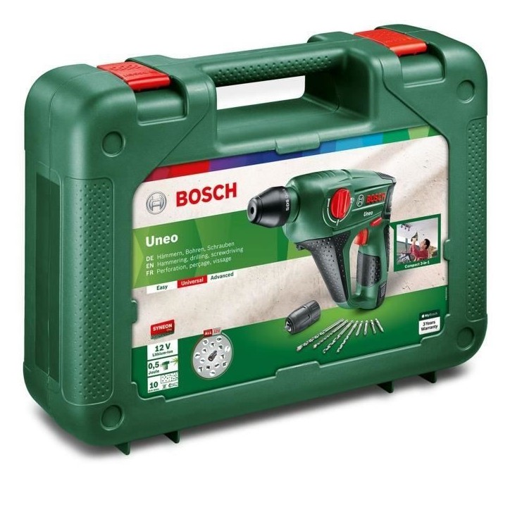 Perforateur sans fil Bosch - Uneo (Livrée avec 1 batterie 12V-2,5 Ah + chargeur)