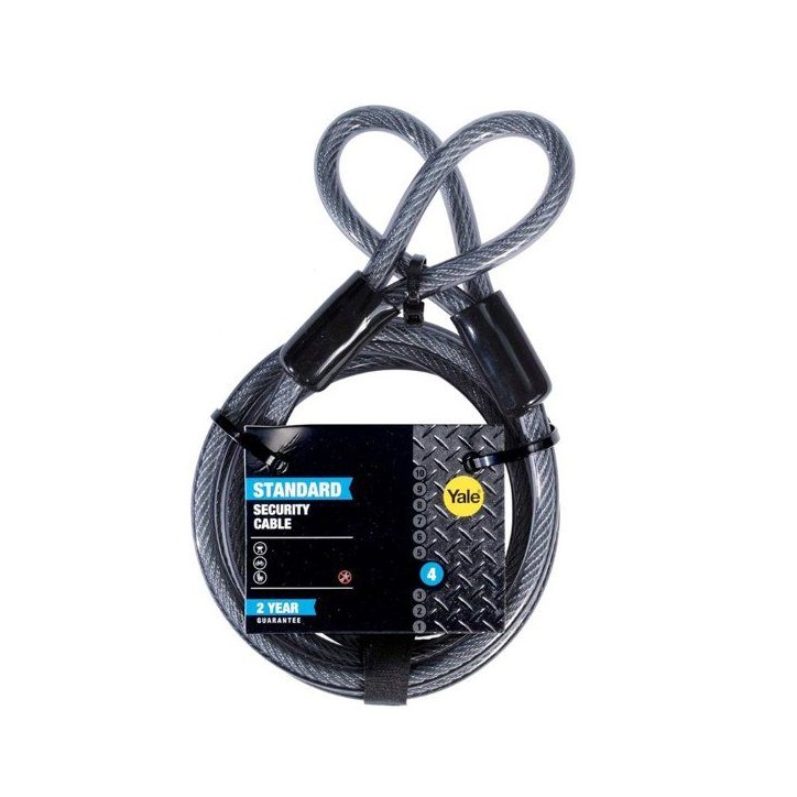 Câble Antivol - YALE - YC1/10/220/1 - Longueur 2,2m en Spirale a 2 Boucles en acier tressé pour Vélo et VTT - Noir et Gris Câble Antivol - YALE - YC1/10/220/1 - Longueur 2,2m en Spirale a 2 Boucles en acier tressé pour Vélo et VTT - Noir et Gris