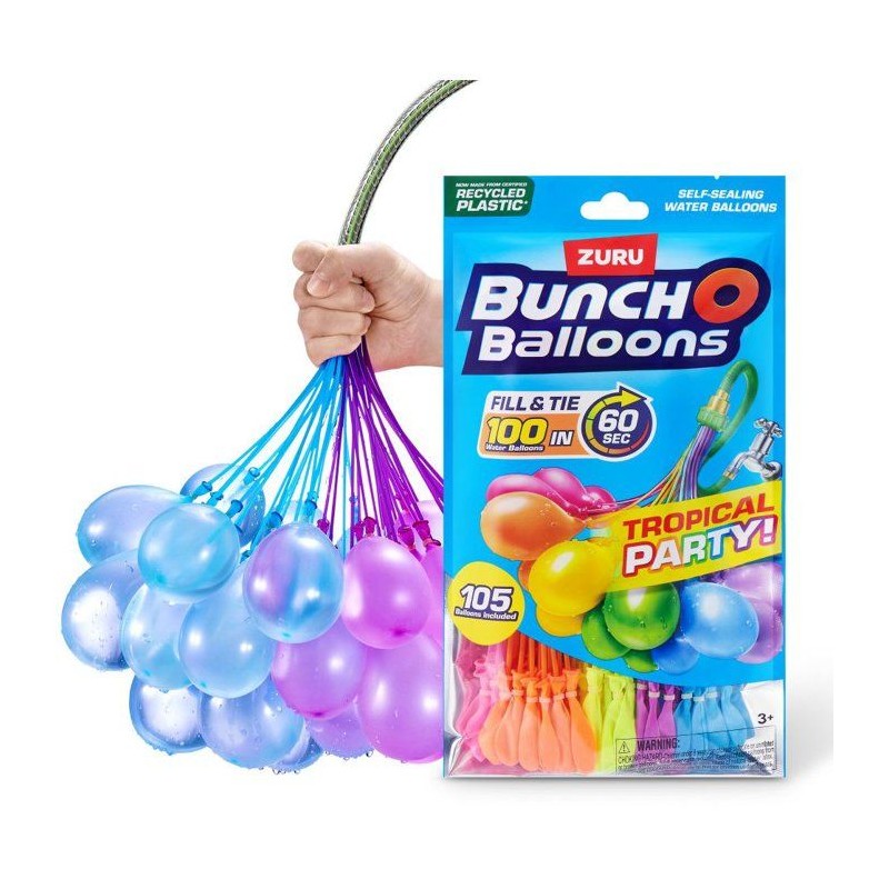 Bombes a eau - ZURU - Tropical Party - Pack de 3 grappes de 100 ballon