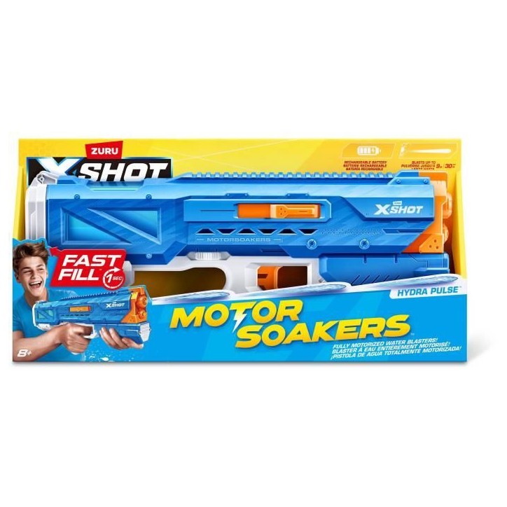 Pistolet a eau motorisé - ZURU - X-SHOT Hydra Pulse - Remplissage rapide - Batterie rechargeable - Portée 9 m - Réservoir 650 Pistolet a eau motorisé - ZURU - X-SHOT Hydra Pulse - Remplissage rapide - Batterie rechargeable - Portée 9 m - Réservoir 650