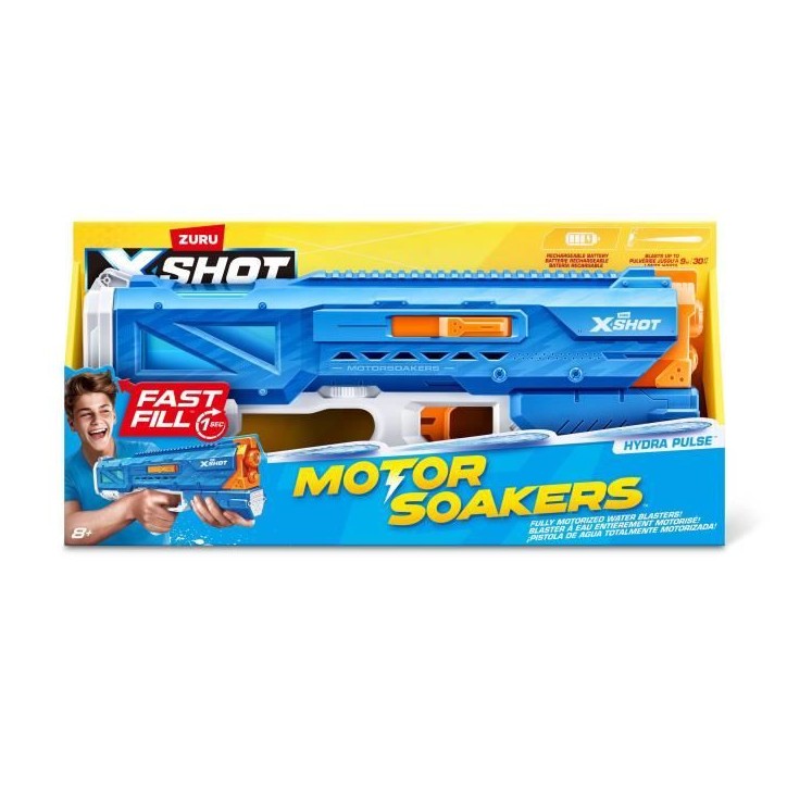 Pistolet a eau motorisé - ZURU - X-SHOT Hydra Pulse - Remplissage rapide - Batterie rechargeable - Portée 9 m - Réservoir 650 Pistolet a eau motorisé - ZURU - X-SHOT Hydra Pulse - Remplissage rapide - Batterie rechargeable - Portée 9 m - Réservoir 650