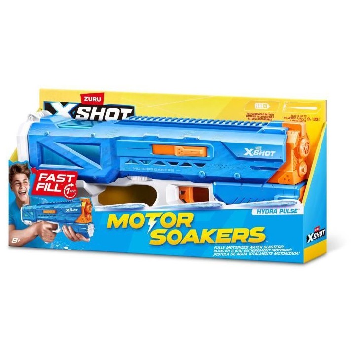 Pistolet a eau motorisé - ZURU - X-SHOT Hydra Pulse - Remplissage rapide - Batterie rechargeable - Portée 9 m - Réservoir 650 Pistolet a eau motorisé - ZURU - X-SHOT Hydra Pulse - Remplissage rapide - Batterie rechargeable - Portée 9 m - Réservoir 650