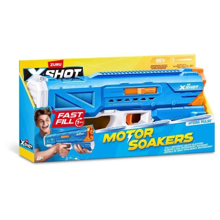 Pistolet a eau motorisé - ZURU - X-SHOT Hydra Pulse - Remplissage rapide - Batterie rechargeable - Portée 9 m - Réservoir 650 Pistolet a eau motorisé - ZURU - X-SHOT Hydra Pulse - Remplissage rapide - Batterie rechargeable - Portée 9 m - Réservoir 650