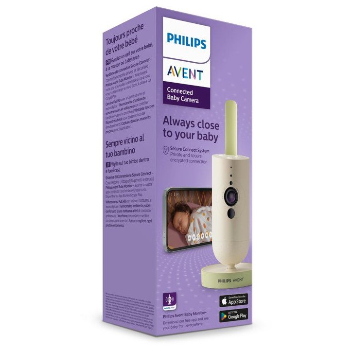 Caméra bébé connectée - PHILIPS - SCD643/26 - caméra HD - application Baby Monitor+ - connexion sécurisée