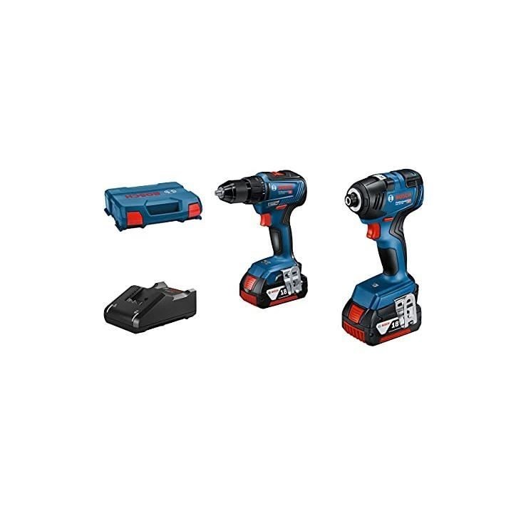 COMBO KIT 2 OUTILS 18V : GDR 18V-200 + GSR 18V-55 + GBA 18V 2x4,0Ah + GAL 18V-40