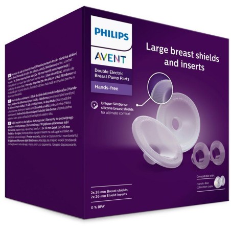 Téterelles et inserts pour tire-lait - AVENT - 28 mm et 26 mm - silicone SkinSense - blanc