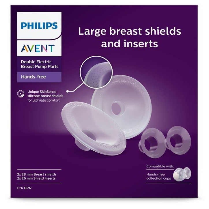 Téterelles et inserts pour tire-lait - AVENT - 28 mm et 26 mm - silicone SkinSense - blanc